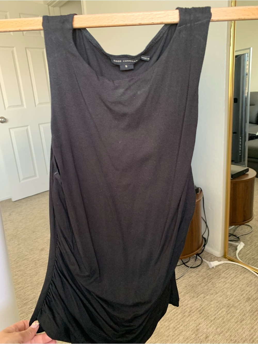 Good American Black Draped Sleeveless Top & Maxi